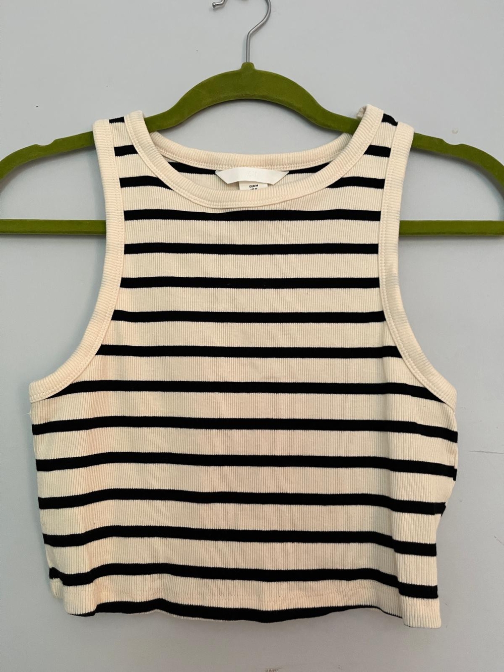 H&M Cream & Black Striped Ribbed Tank